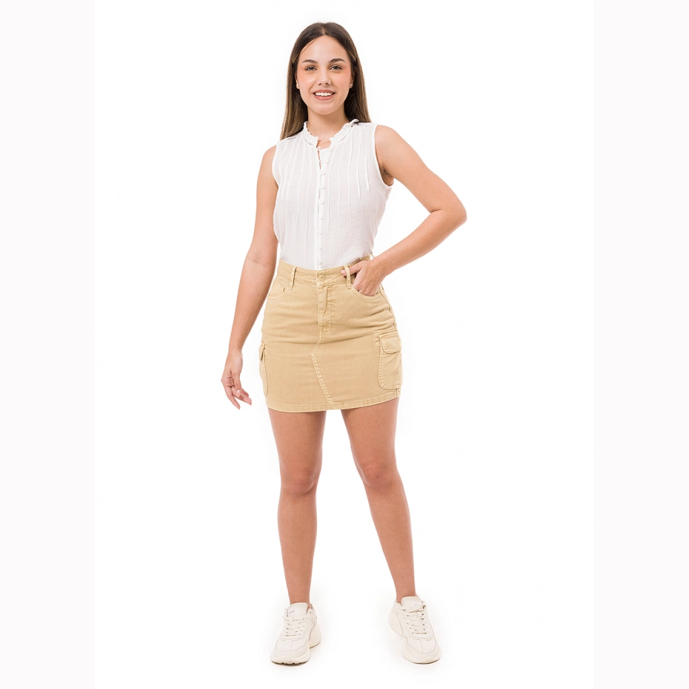 Minifalda Cargo Twill Color T.Alt Maita Beige | Squeeze