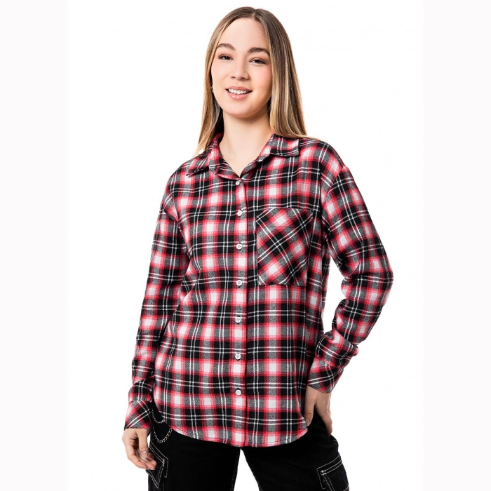 Blusa Cuadros M L Alezay Rojo Negro Squeeze